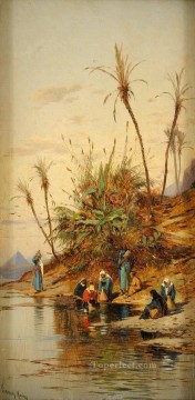 wasserholerinnen bei gizeh Hermann David Salomon Corrodi paisaje orientalista Pinturas al óleo
